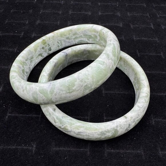 Lot of 2 Jade Bangles - 62.3 and 62.8mm Across - Jewelry Store Closeout Lot #12 - Picture 2 of 5